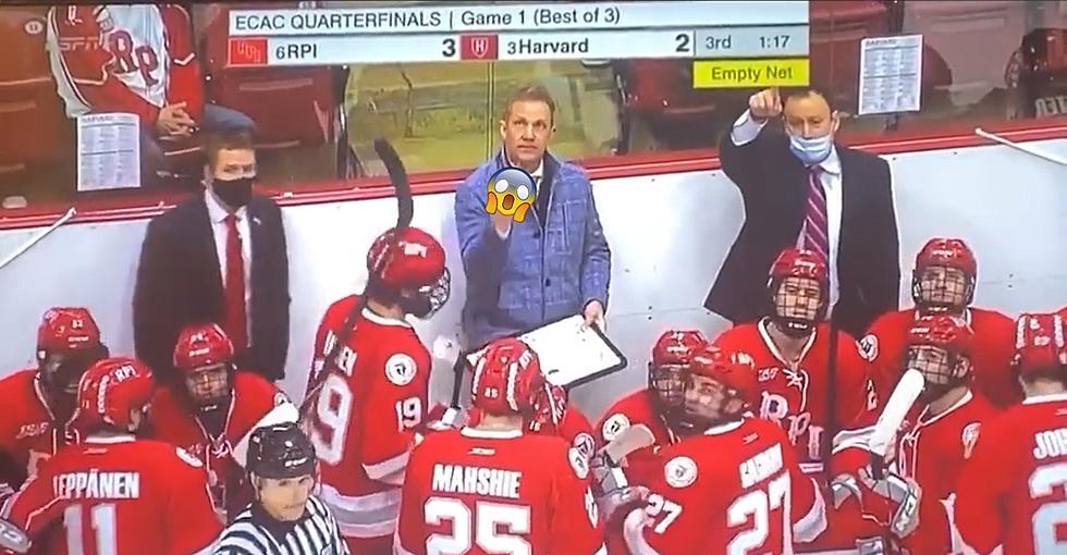 RPI Hockey Coach Caught On Camera Flipping Off Opposing Team [WATCH]