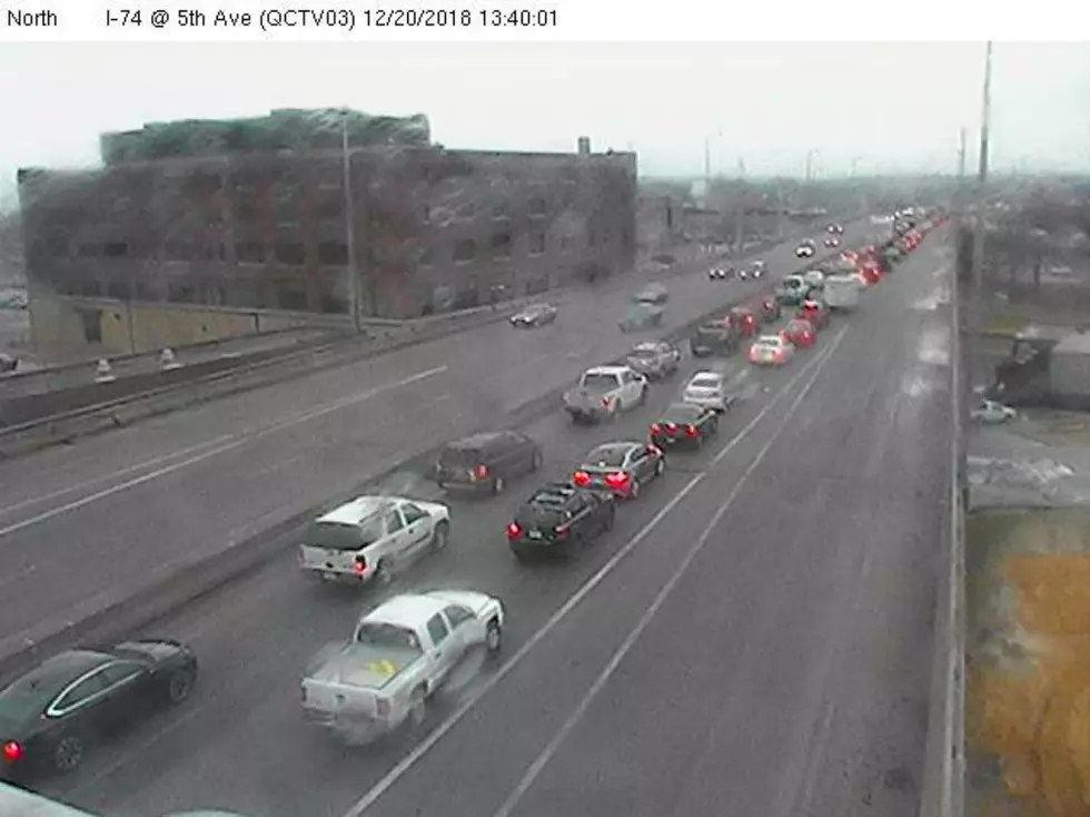 Iowa Bound Traffic on I-74 Stuck in Traffic Mess