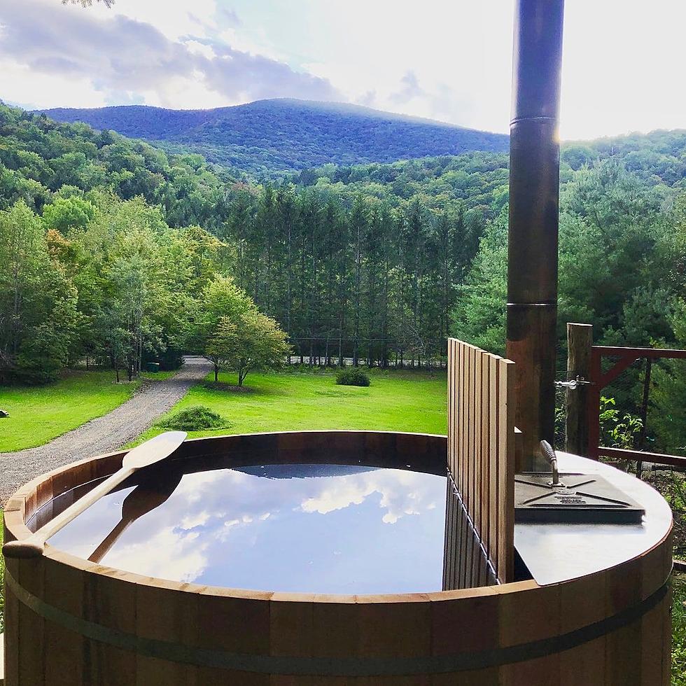 Wood-Fired Hot Tub and Breathtaking Mountain Views From This Rustic NY Airbnb