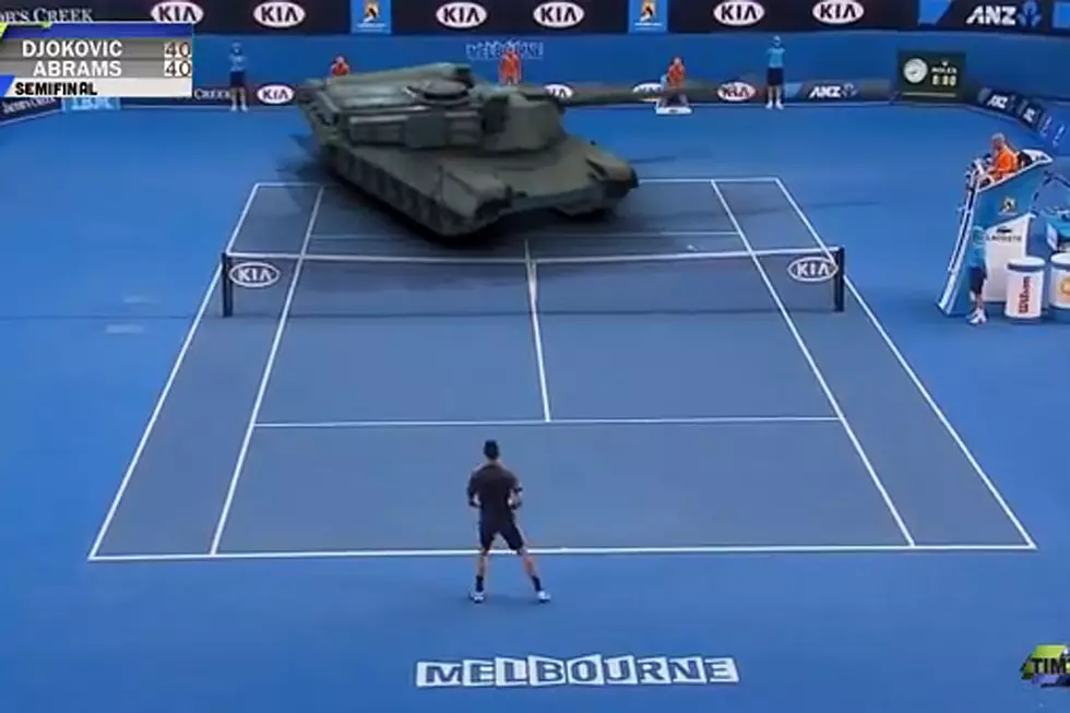 Novak Djokovic Plays Tennis — Against a Tank