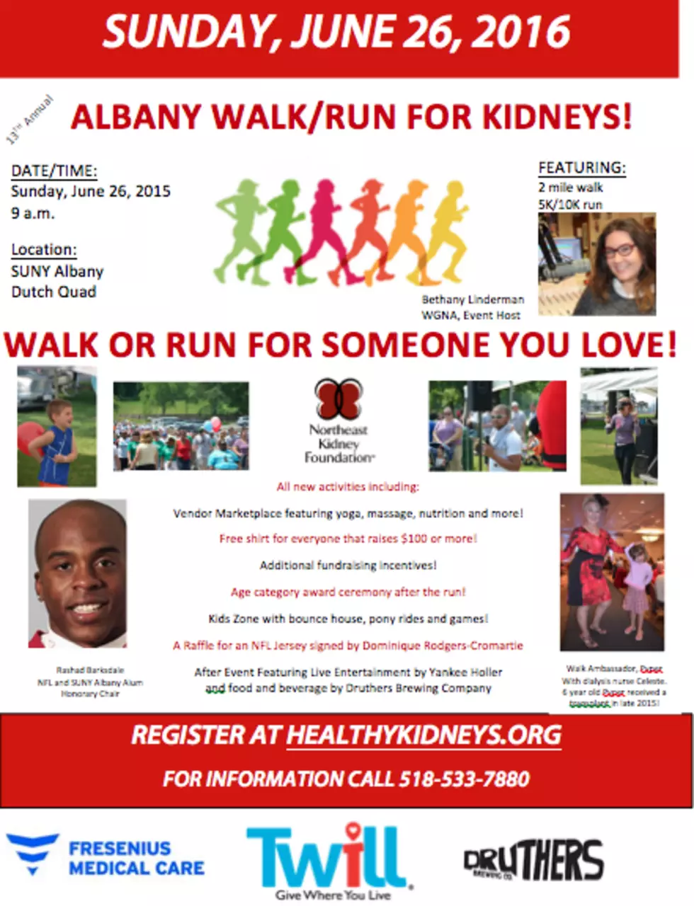 Hey Capital Region! Come Out and Walk or Run For Kidneys