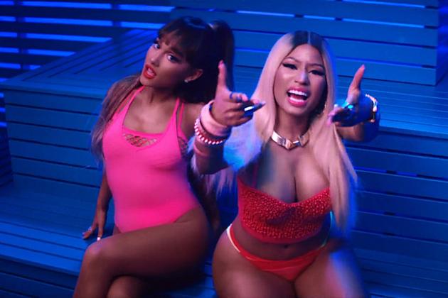 Nicki Minaj Hits the Sauna With Ariana Grande in “Side to Side” Video