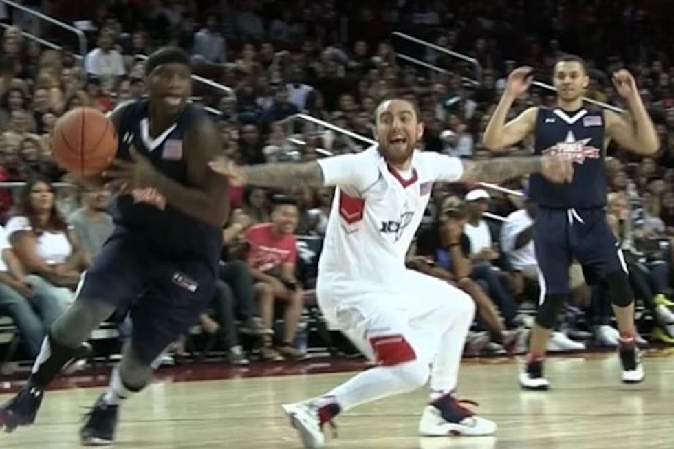 Mac Miller Falls After Getting Crossed Up at Celebrity Basketball Game