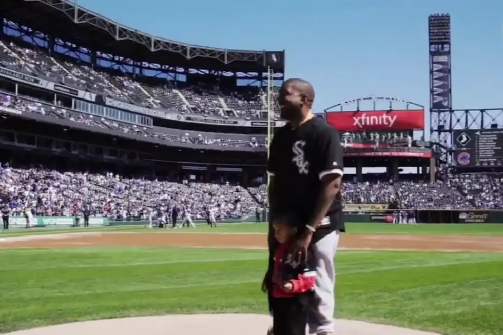 Kanye West and Son Saint Throw First Pitch at Chicago White Sox Game
