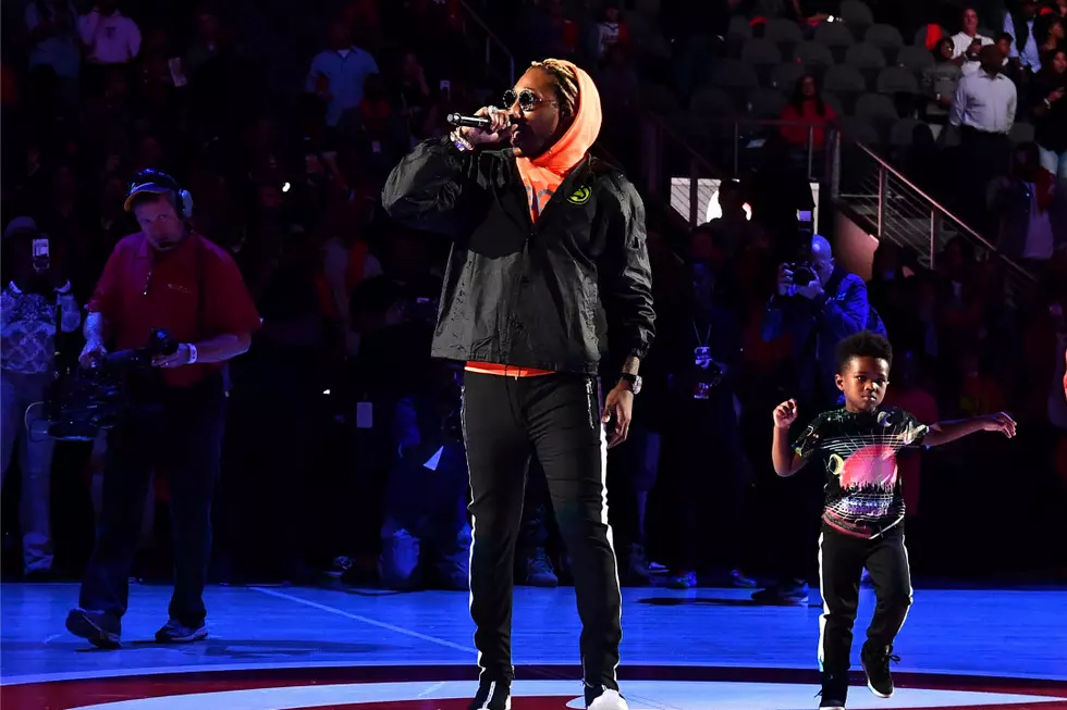 Future Performs “March Madness” With His Son at Atlanta Hawks Halftime Show
