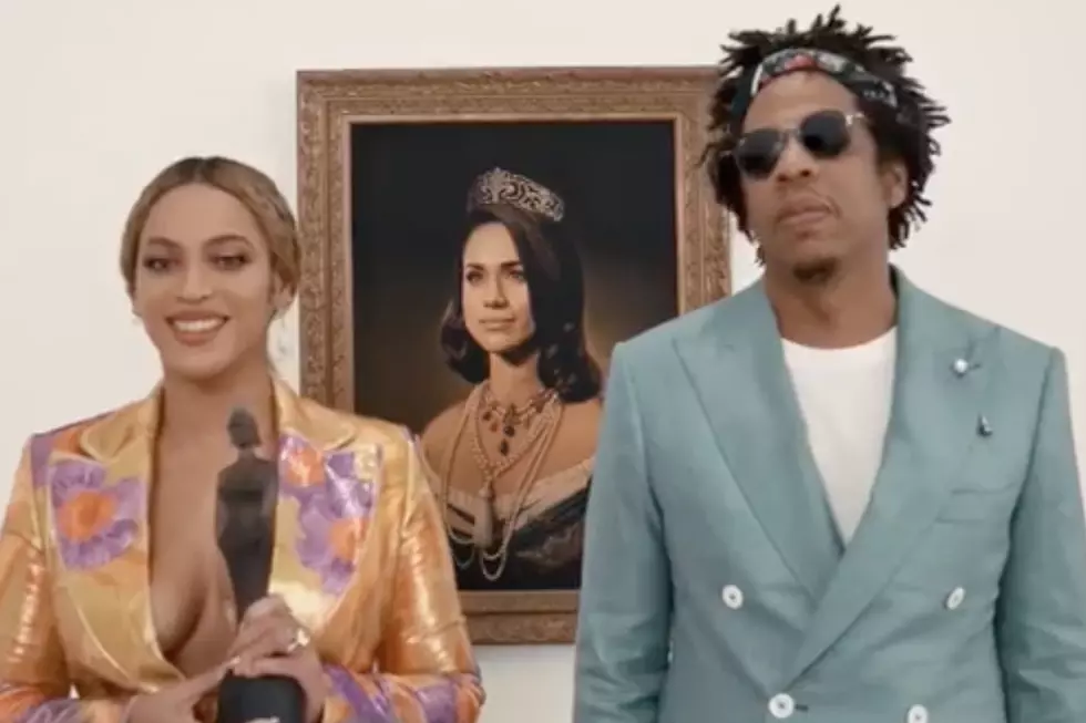Jay-Z and Beyonce Accept 2019 Brit Award in Front of Meghan Markle Portrait
