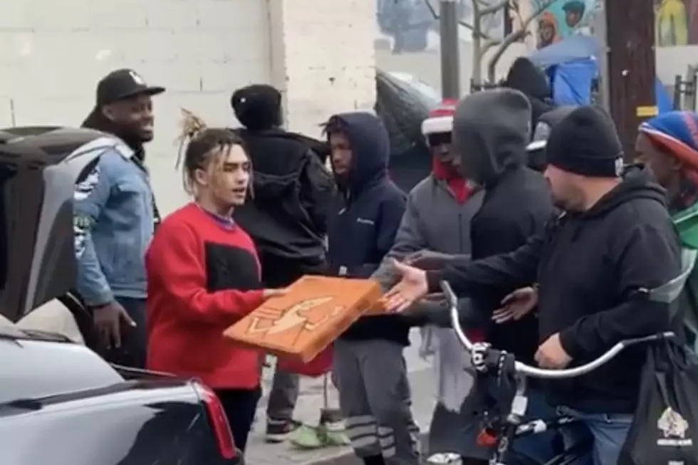 Lil Pump Serves Pizza Out of His Car to Homeless on Skid Row
