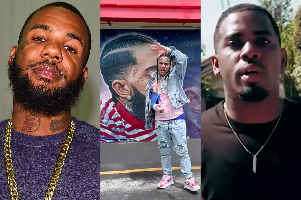 The Game and Reason Upset After 6ix9ine Visits Nipsey's Mural 