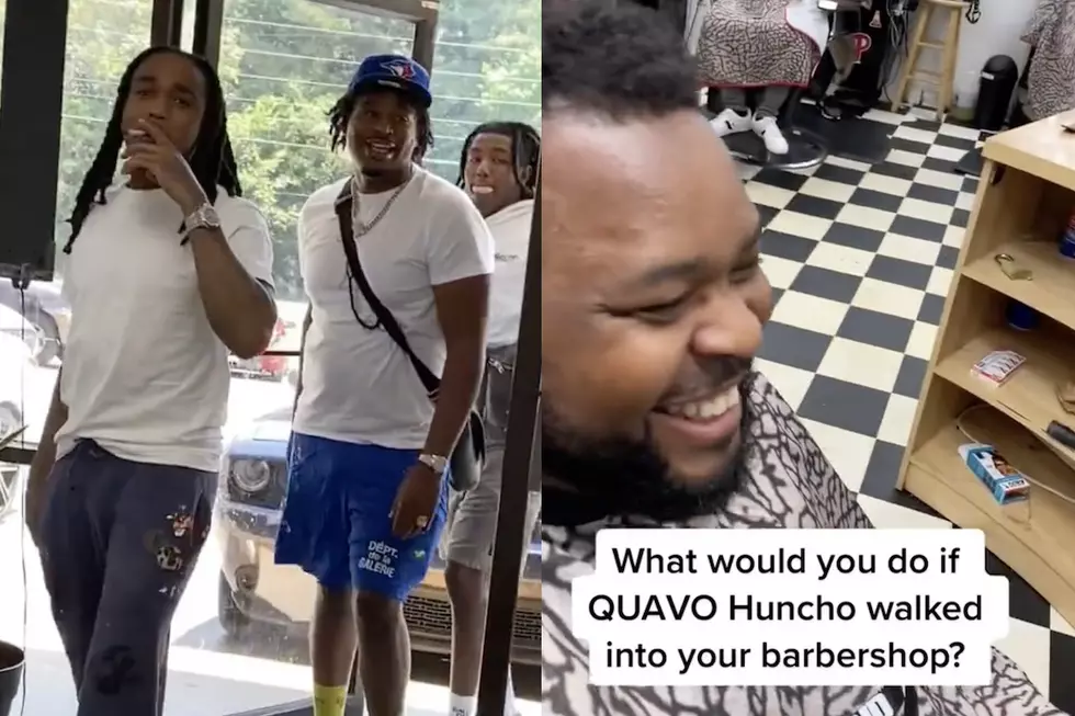 Barber Hilariously Kicks Client Out of Chair When Quavo Walks In – Watch