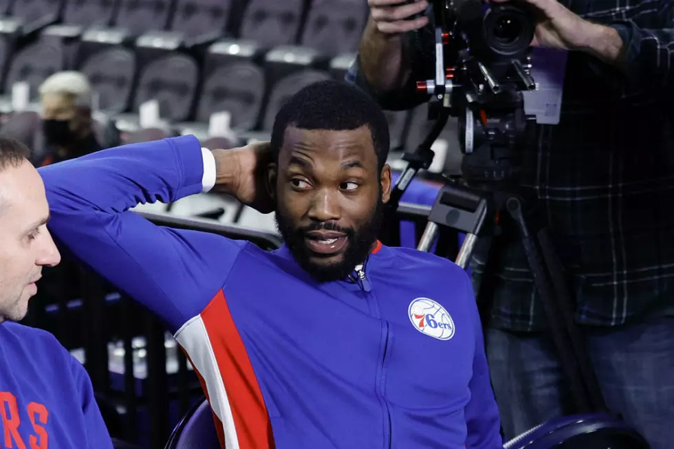 Meek Mill Accidentally Trips Referee During Philadelphia 76ers Game – Watch