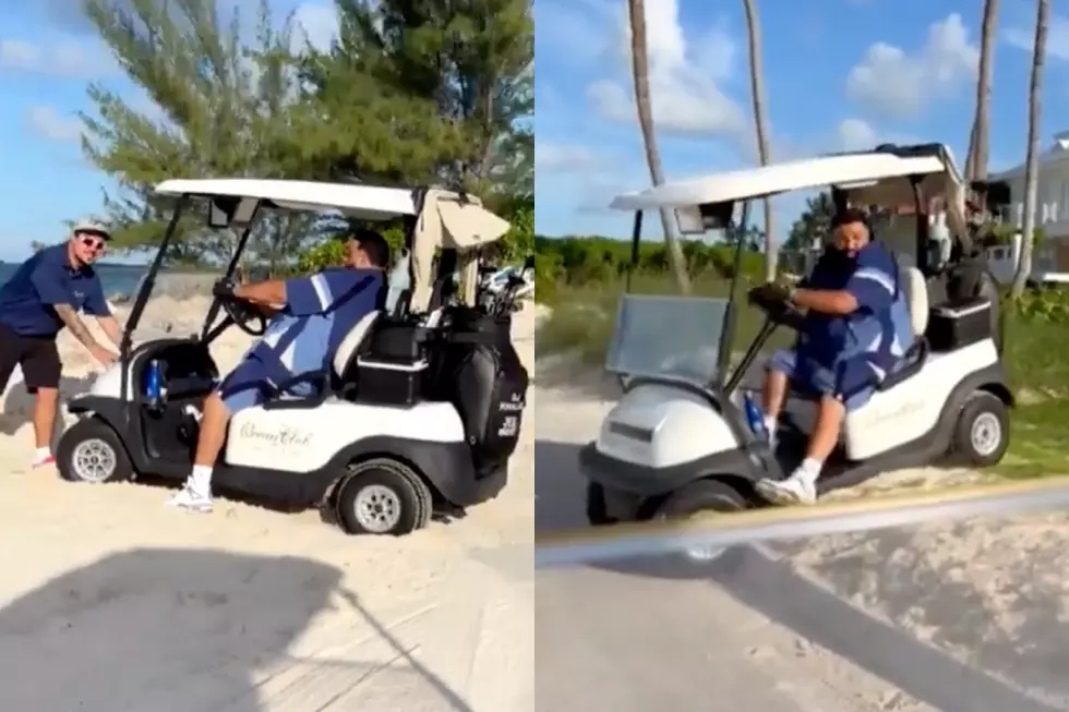 DJ Khaled Gets Golf Cart Stuck, Crashes Into Curb and Still Gives Motivational Speech