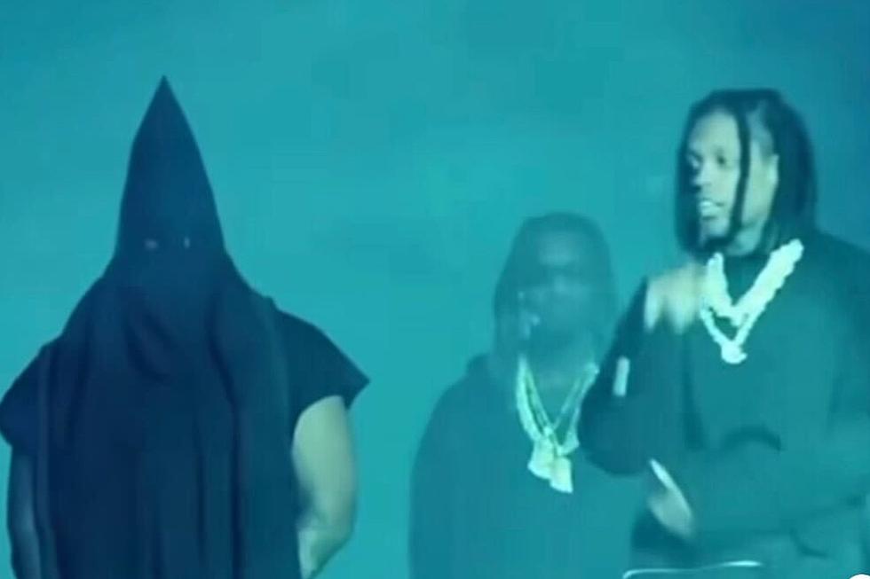 Kanye West Wears a Black KKK-Inspired Hood at Album Listening 