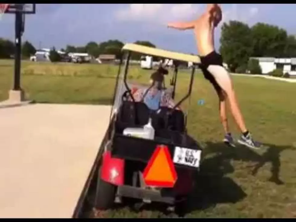 Dude Jumping Over Golf Cart Gets the Worst Wedgie Ever [VIDEO]