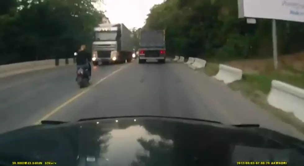 Woman on Scooter Falls Asleep and is Nearly Killed [VIDEO]