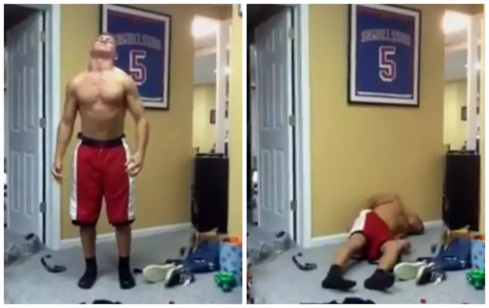 Kid Flexes Too Hard and Passes Out [VIDEO]