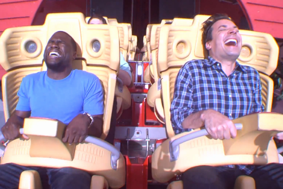 Jimmy Fallon And Kevin Hart Freak Out On Roller Coaster [VIDEO]