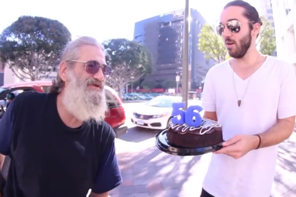 Strangers Surprise Homeless Man With Birthday Cake and Movie [VIDEO]