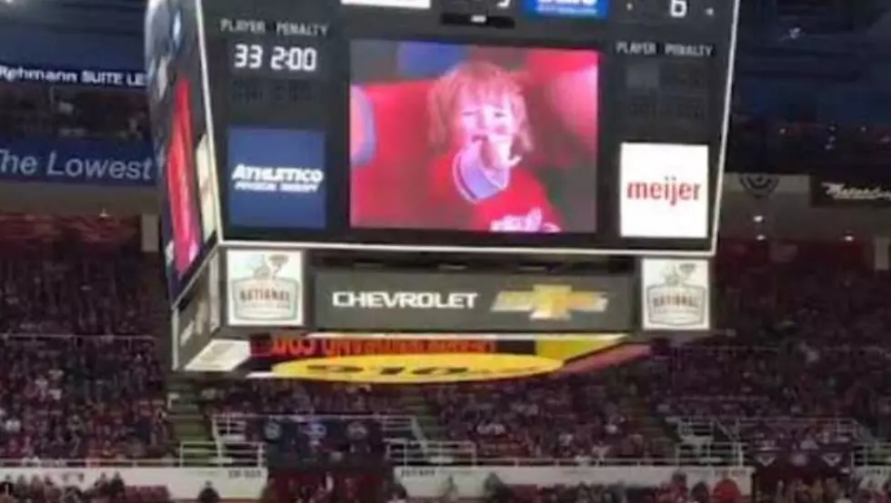 Little Girl On The Big Screen Gets The Crowd Pumped At Red Wings Game [VIDEO]