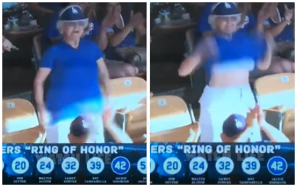 Old Lady Flashes Crowd At Ball Game [VIDEO]