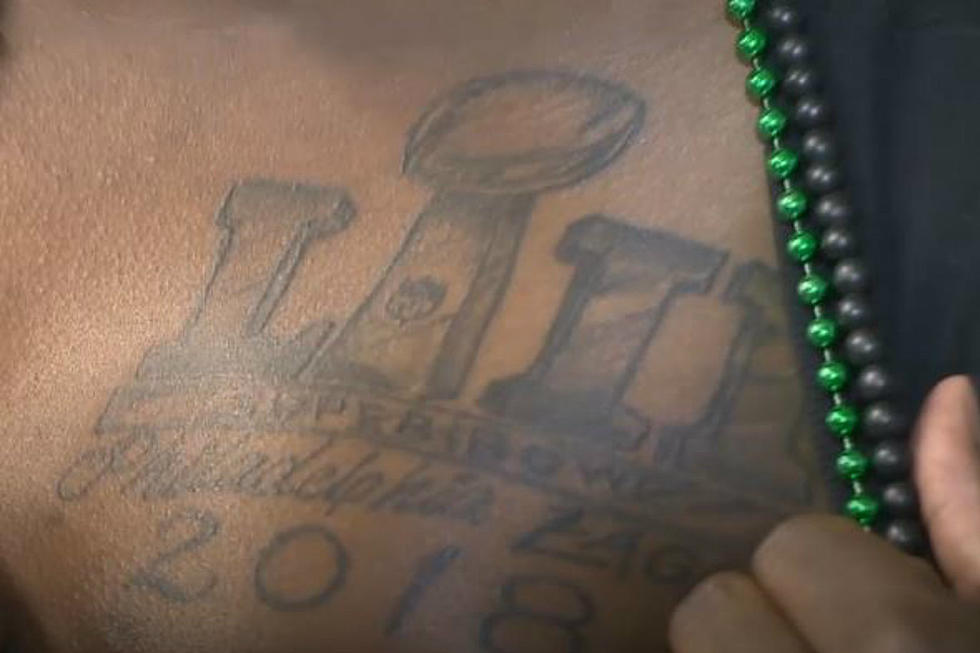 Flint Fan Predicts Superbowl With Eagles Champs Tattoo [VIDEO]