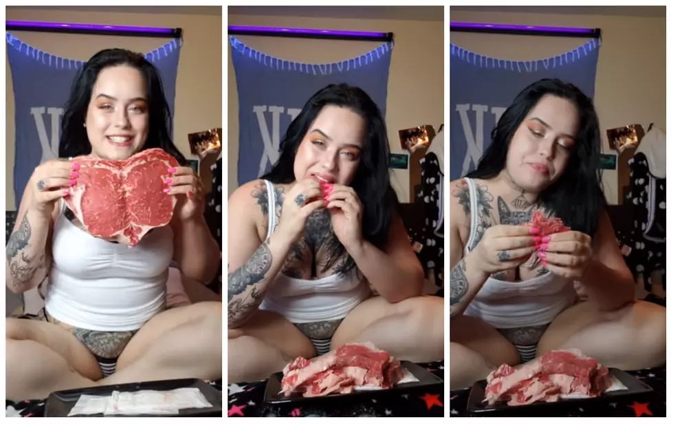 Woman Freaks Out Internet Eating Raw Heart Shaped Steak [VIDEO]