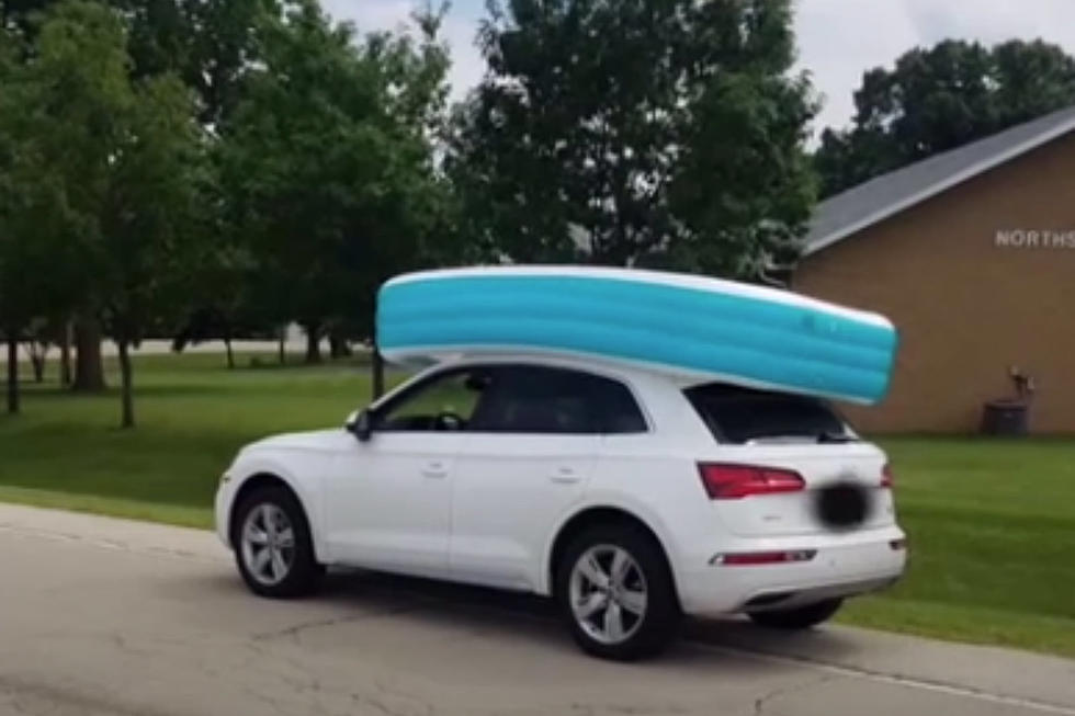 Mom Drives With Kids In Pool, On Top Of Car [VIDEO]