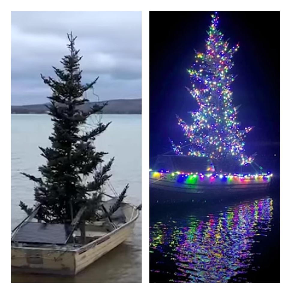 Yes, That Is A Floating Christmas Tree On Glen Lake in Michigan