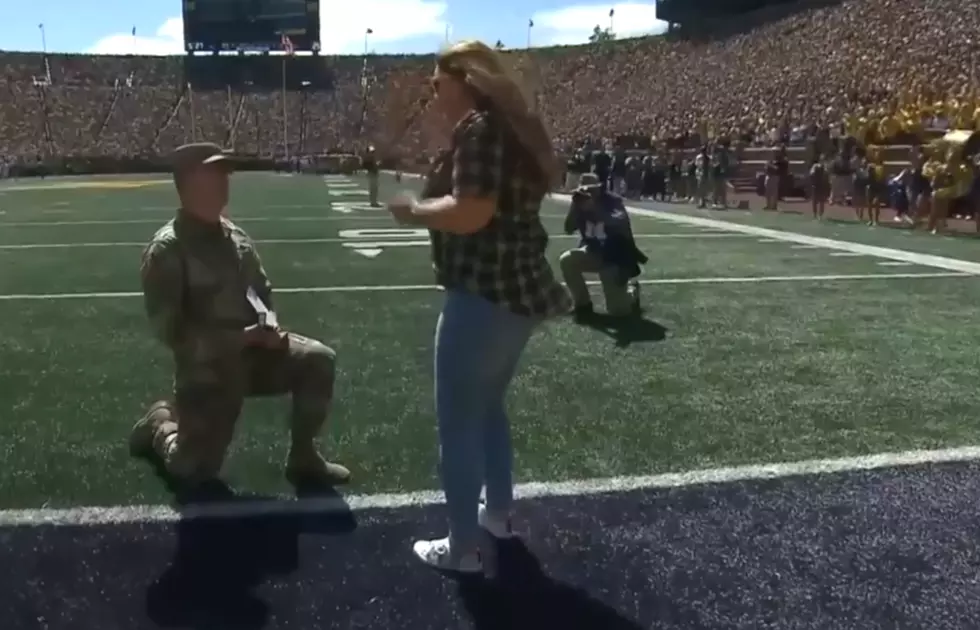 An Army Soldier from Flint Proposed at the Big House