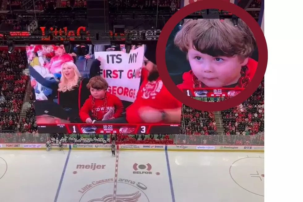 Detroit Crowd Adores This Little Dude at His First Red Wings Game