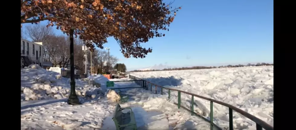 This Major Michigan River Is Completely Frozen and Clogged With Ice