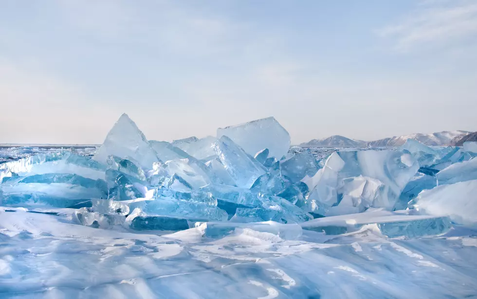 Bewitching Blue Ice Washes Ashore on Michigan Beach