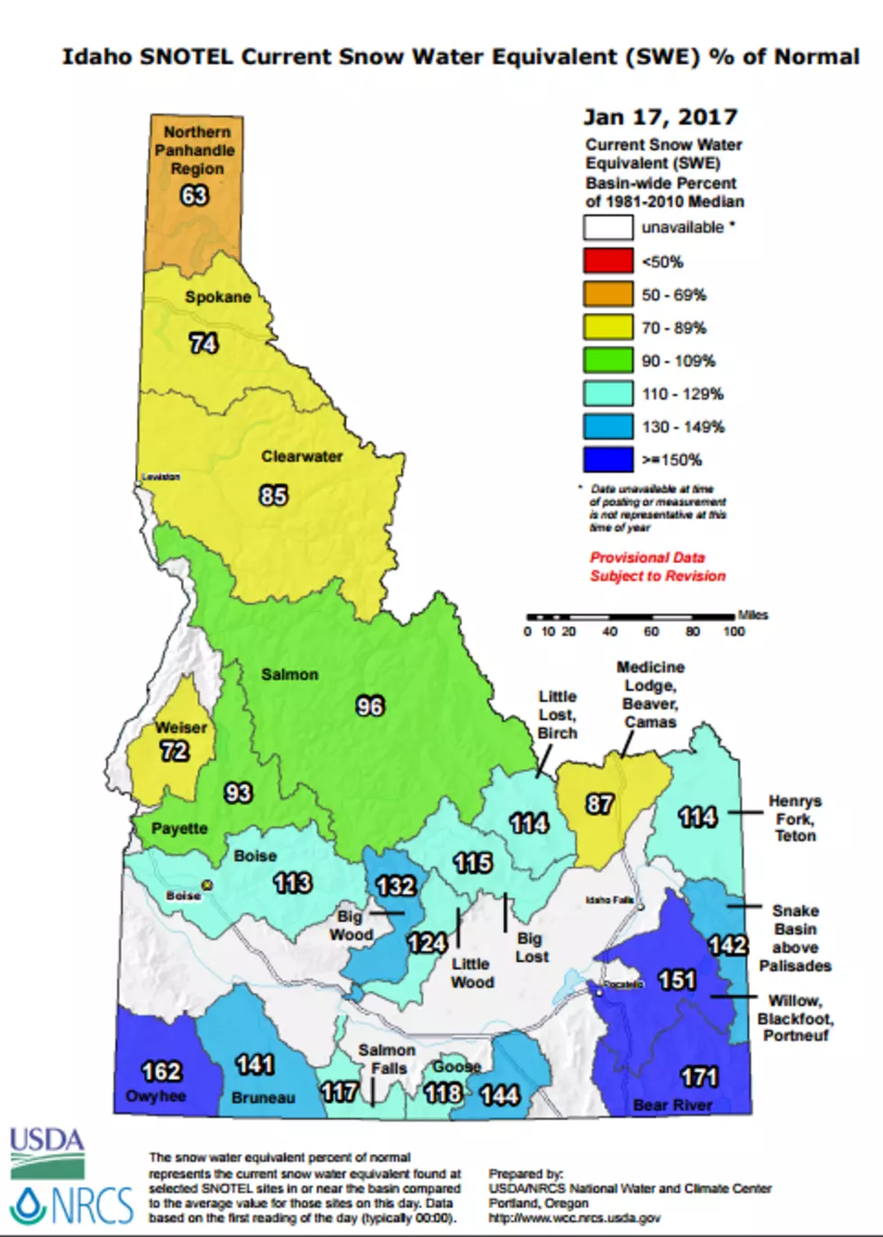 Current Snow Pack Above Normal Throughout Much of Idaho