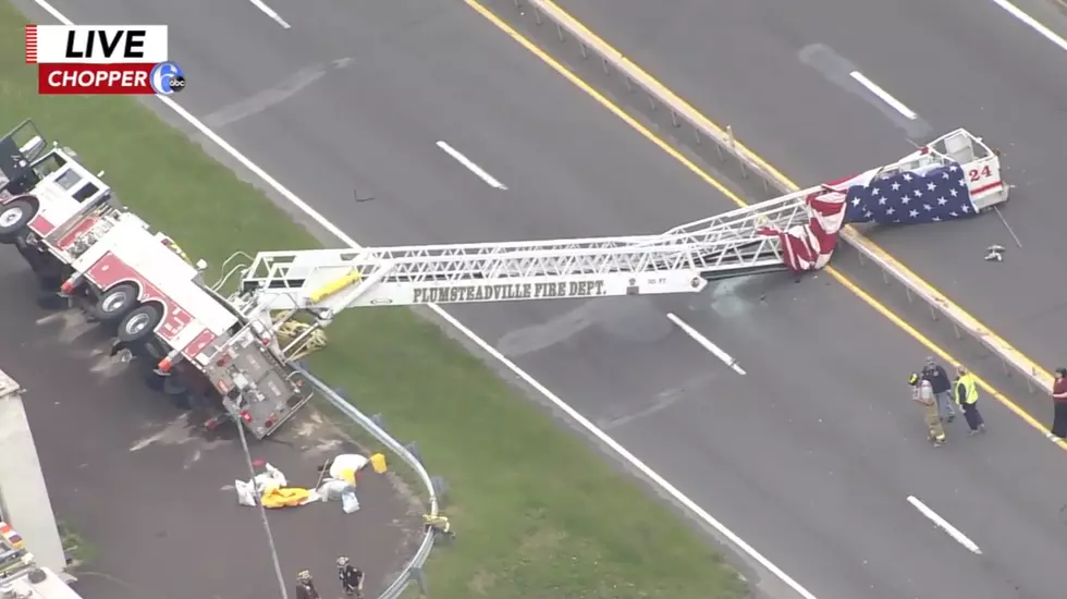 Firetruck Displaying Giant American Flag Overturns Bucks County on Memorial Day