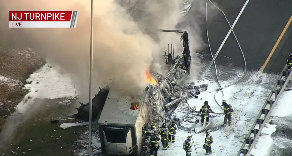 BREAKING: A Tractor-Trailer Fire Closes NJ Turnpike in Robbinsville
