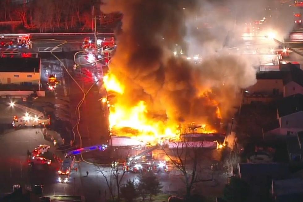 Massive Fire Burning at Levittown Lanes in Levittown, PA