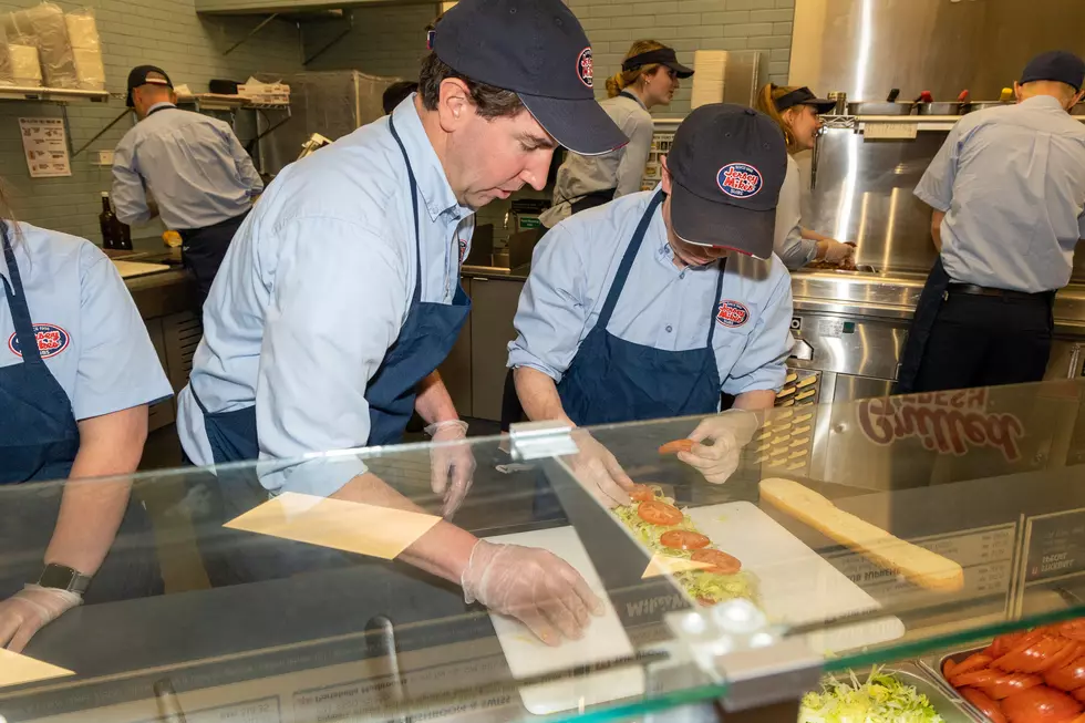 Best Buddies Global Ambassador Drake Maye Hosts Event at Jersey Mike's Subs with CEO Peter Cancro and Best Buddies' Founder Anthony Kennedy Shriver