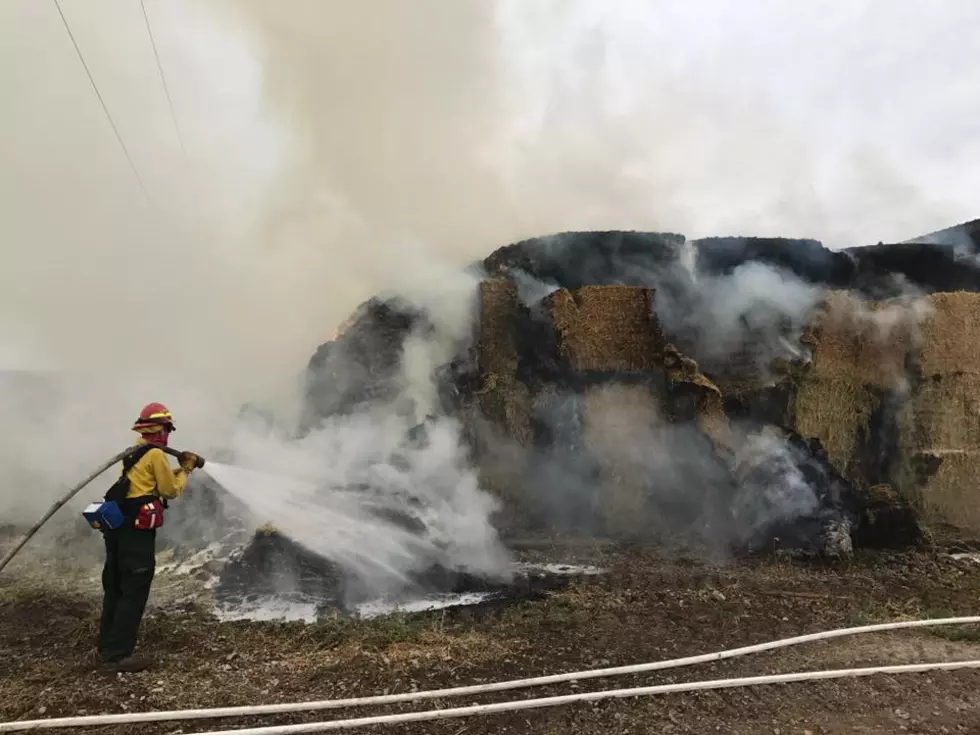 Hay Stack Catches Fire South of Bellevue