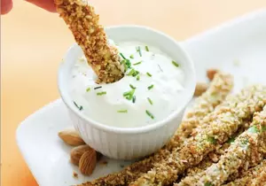 Healthy Snack: Dairy-Free Parmesan & Almond Baked Asparagus Fries