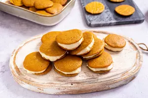 Vegan Pumpkin Whoopie Pies with Cream Cheese Filling