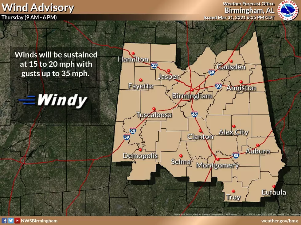 Wind Advisory For All Of Central Alabama On April 1st 