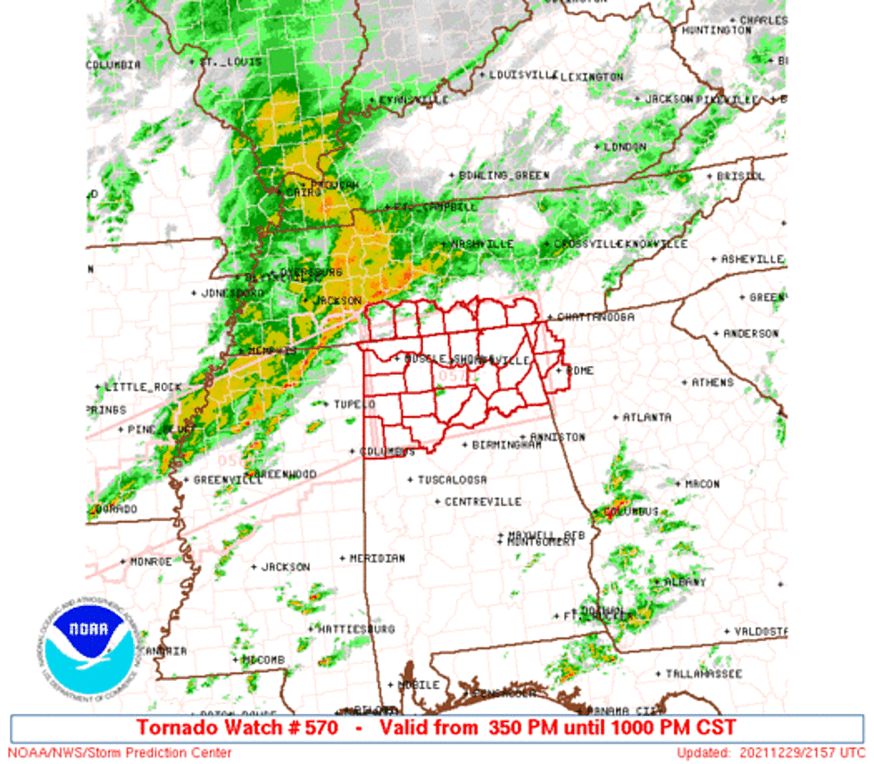 NWS Issues Tornado Watch North Of Tuscaloosa