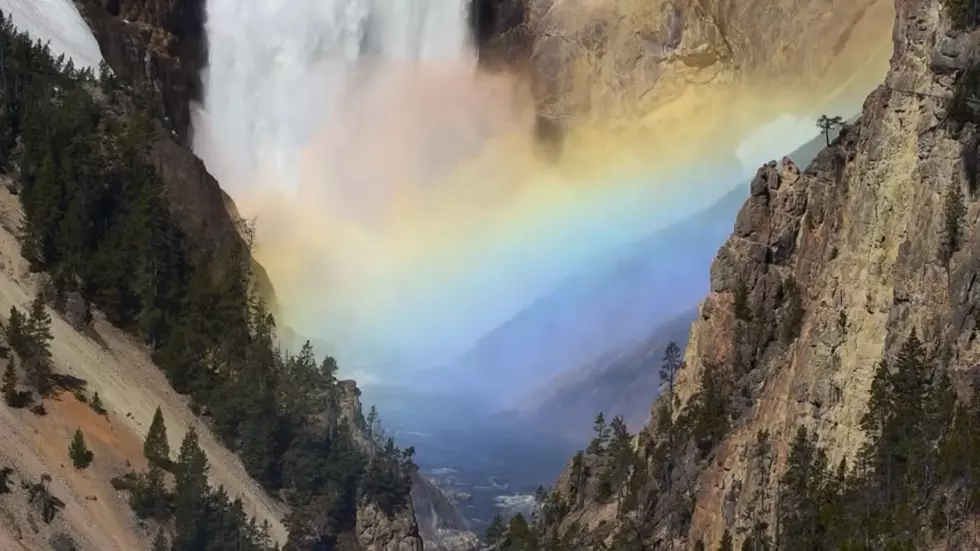 Watch a Gorgeous Rainbow Form at the Lower Falls of Yellowstone