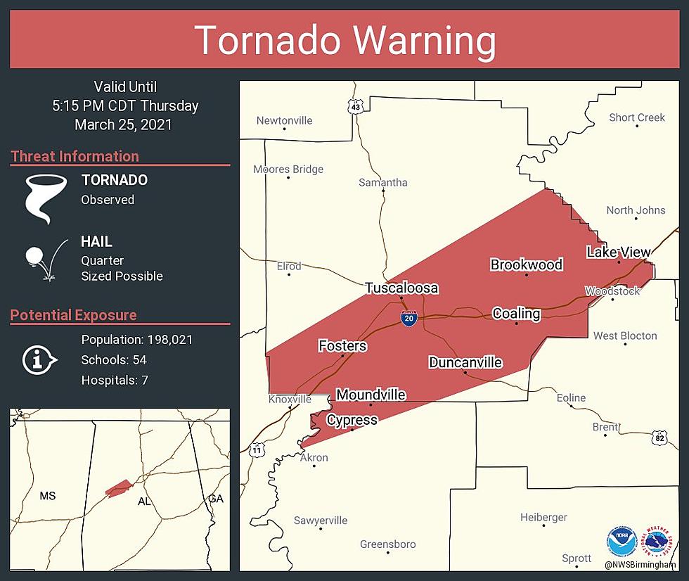 TORNADO WARNING Issued for Tuscaloosa, Hale Counties Until 5:15PM