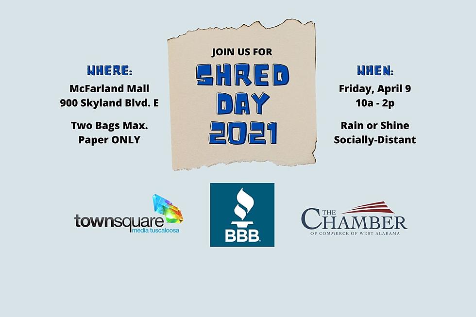 Tuscaloosa, Alabama Community Shred Day Friday, April 9