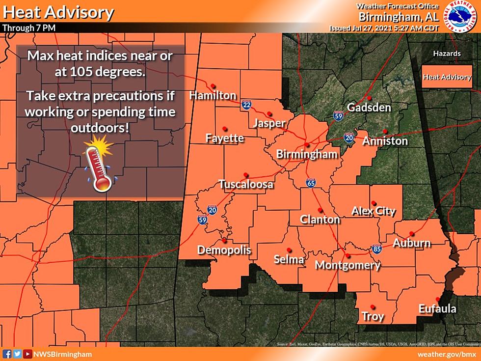 NWS Issues Heat Advisory for Tuscaloosa, Alabama; Heat Index Could Reach 107