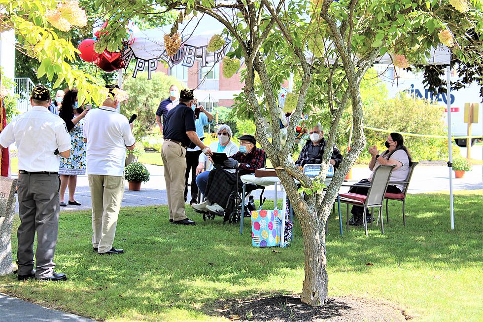 WWII Vet Celebrated With Cards, Outdoor Crowd for 100th Birthday
