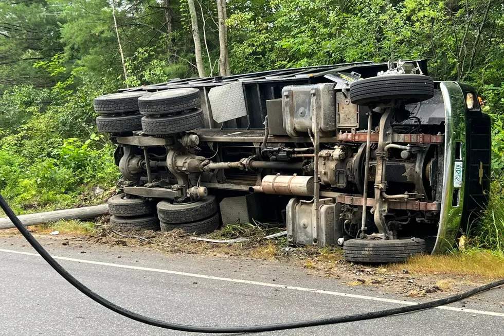 Dump Truck Overturns in Exeter, NH, Causes Power Outage