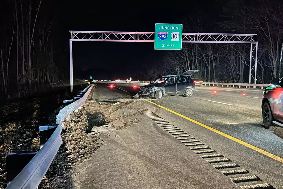 Vehicle Hits I-93 Sign Scattering Debris, Causing Flat Tires