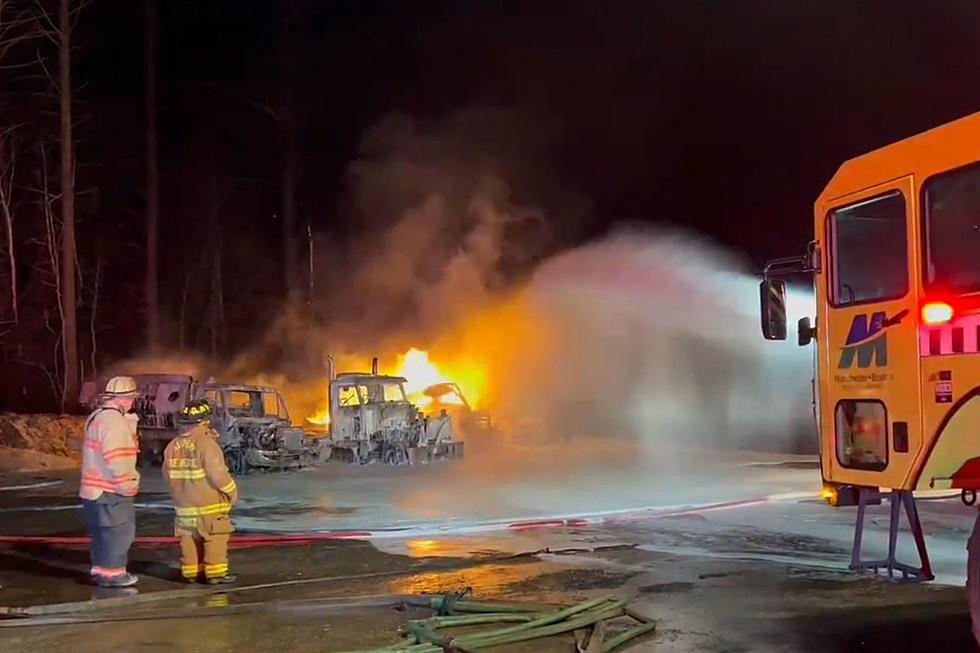 Firefighters Battle 3 Oil Tankers on Fire in Epping, New Hampshire
