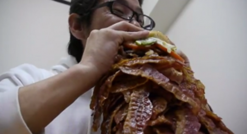 Man Puts 1,050 Strips of Bacon on Burger! Too Much?  [POLL]